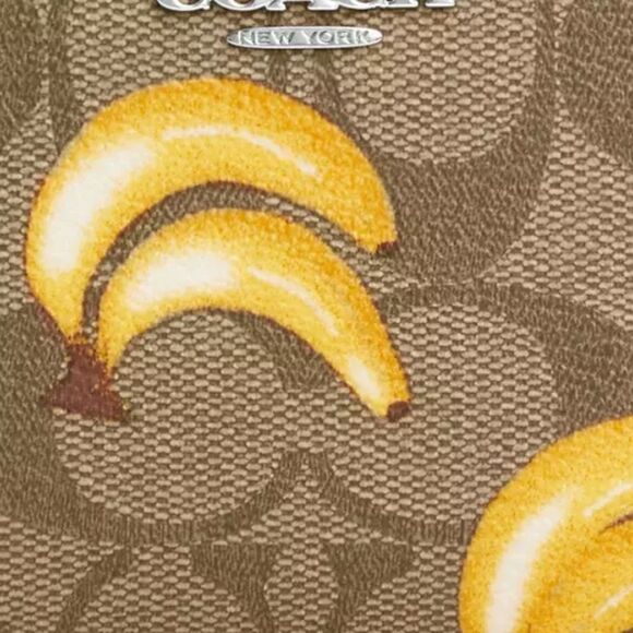 COACH Snap Wallet In Signature Canvas With Banana Print Bag Purse - Picture 9 of 11